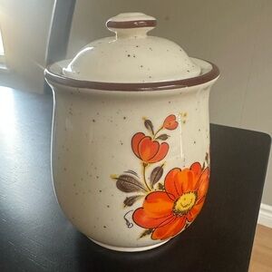 Vintage Poppy Valencia Stoneware Canister Made in Japan 1970s